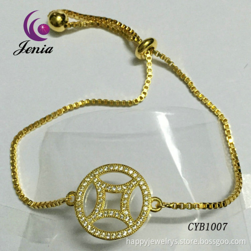 Jenia Fashion 2016 Handmade Custom Women Gemstone Gold Plated Tennis Bracelet